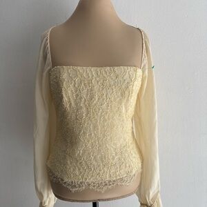 Rickie Freeman for Teri Jon Cream Lace Blouse